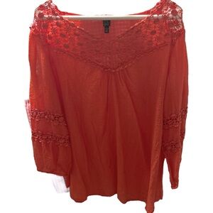 Women's Lace Detail Orange Top PTP 22 L 26